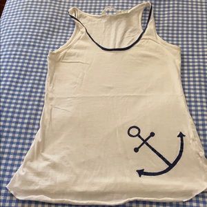 White Nautical Tank Top - S junior
